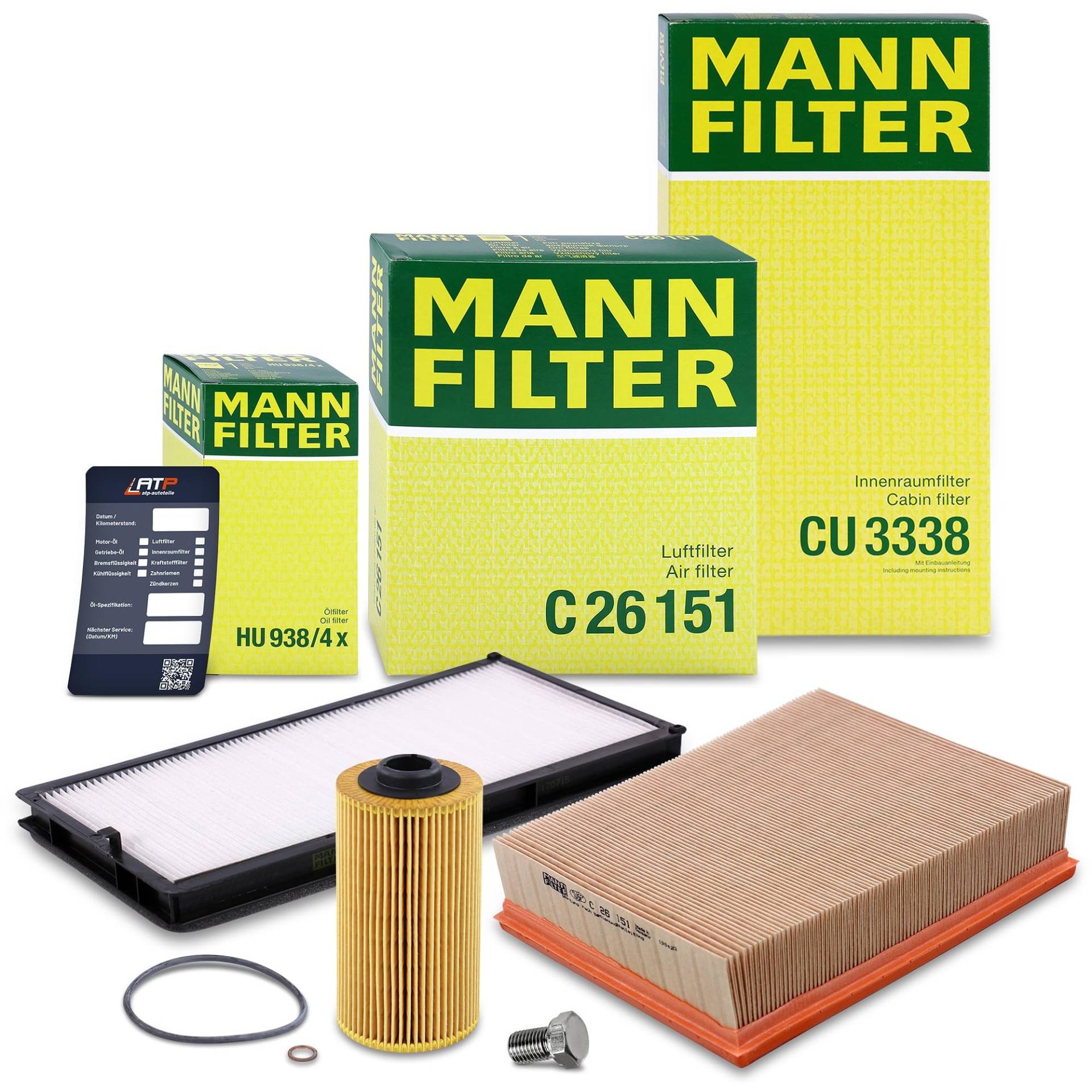 MANN-FILTER Inspektionspaket Filterset 1x Ölfilter, 1x Luftfilter, 1x Innenraumfilter (Aktivkohlefilter), 1x Ölwechselanhänger Kompatibel mit BMW 5er (E34), 7er (E32) von Generisch