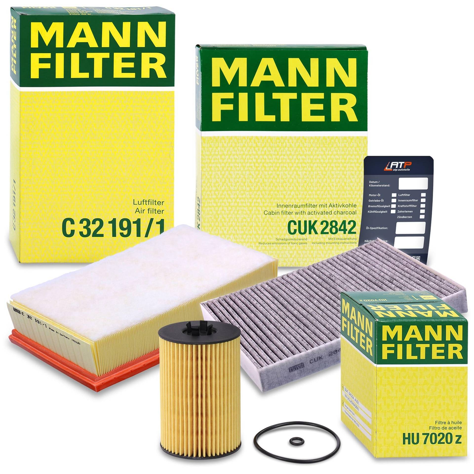 MANN-FILTER Inspektionspaket Filterset 1x Ölfilter, 1x Luftfilter, 1x Innenraumfilter (Aktivkohlefilter) Kompatibel mit VW MULTIVAN T6, TRANSPORTER T6 / CARAVELLE T6 von Generisch