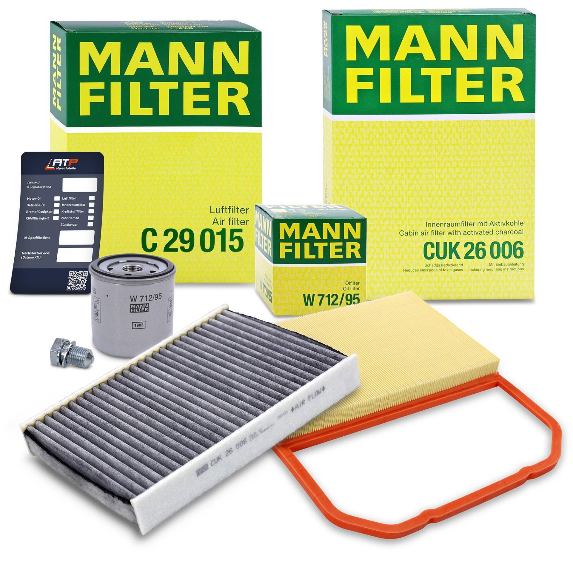 MANN-FILTER Filterset 1x Ölfilter, 1x Luftfilter, 1x Innenraumfilter Kompatibel mit SEAT Mii (KF1, KE1), SKODA CITIGO (NF1), VW LOAD UP (121, 122, BL1, BL2), UP! (121, 122, BL1, BL2, BL3, 123) von Generisch