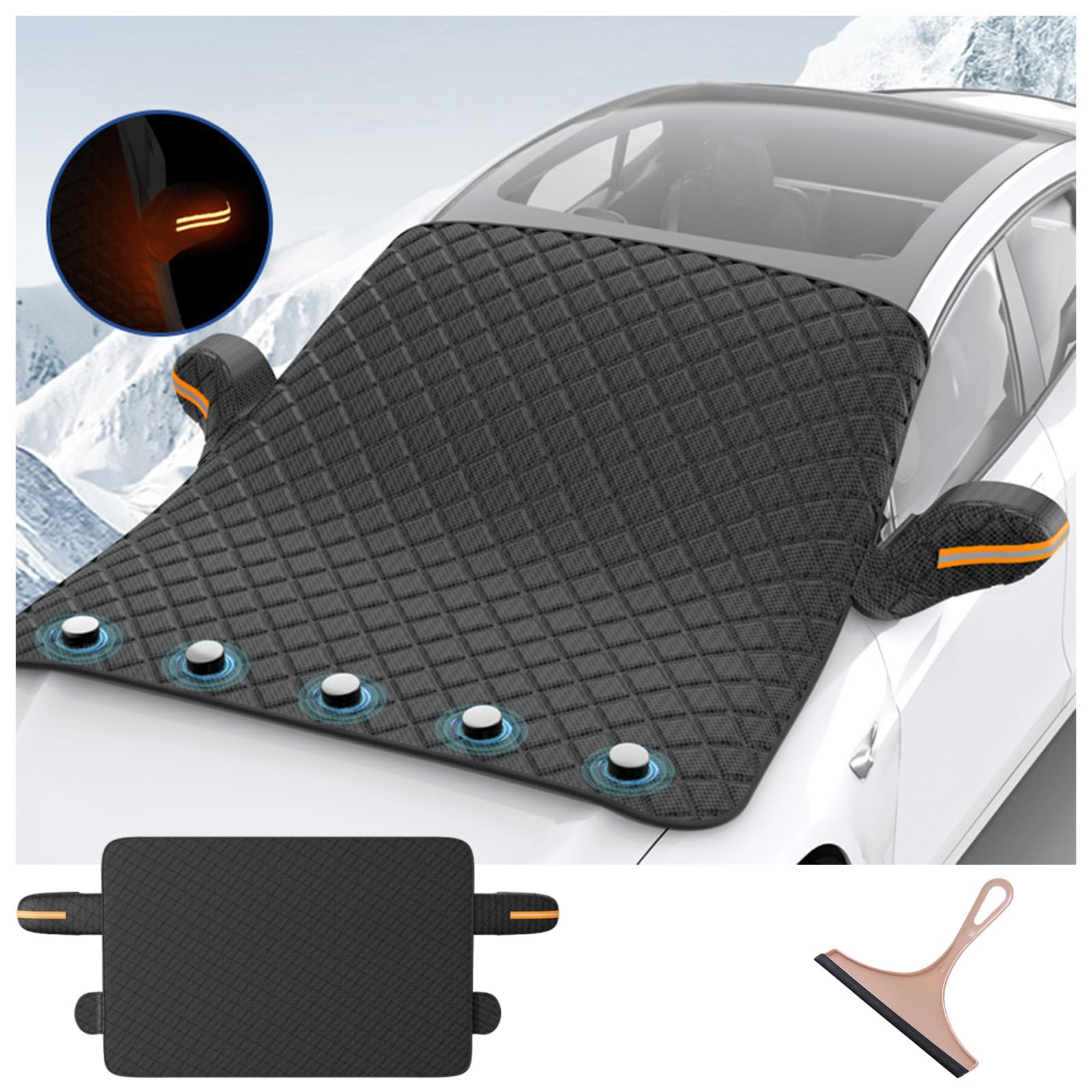 Magnetic Car Anti-Snow Cover, Car Windshield Cover for Ice and Snow, Anti Snow Car Cover, Magnetic Frost Cover for Car Windshield, Windshield Blanket for Ice and Snow (fünf Magnete, Klein) von Generisch