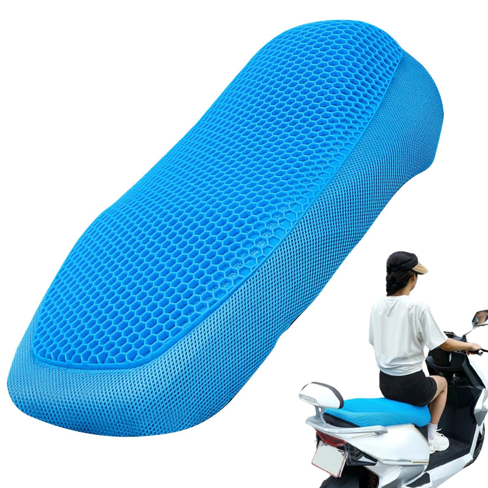 Motorrad Gel Sitzkissen - Motorrad Gel Kissen Pad | Lange Fahrten Sitzkissen | Sonnenschutz Kissen Wasserdicht Verdickt Hohl & Atmungsaktiv Honeycomb Stoßdämpfendes Kissen für Fahrten von Generisch