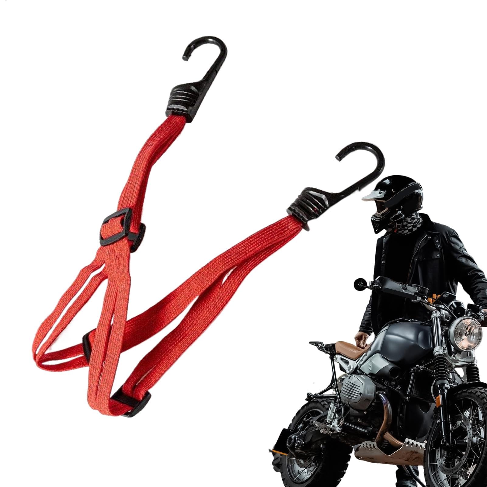 Motorrad -Helm -Bungee -Kabel, Motorradbiegegurte - Verdickte elastische Schneemobilhelmkabelmotorradgurte,Outdoor -Abenteuerzubehör, Bungee -Kabelbindung mit 2 Haken von Generisch