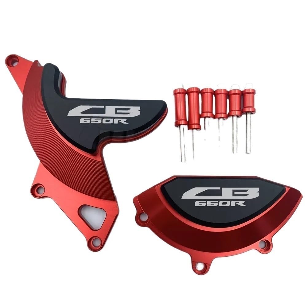 Motorrad-Kurbelgehäuse Motorrad Links Und Rechts Für Motor Stator Starter Abdeckung Rahmen Für Slider Schutzfolie Für NEO Für Sport Für Cafe CB650R 2019 2020 Motorrad-Motorabdeckung(Rot) von Generisch