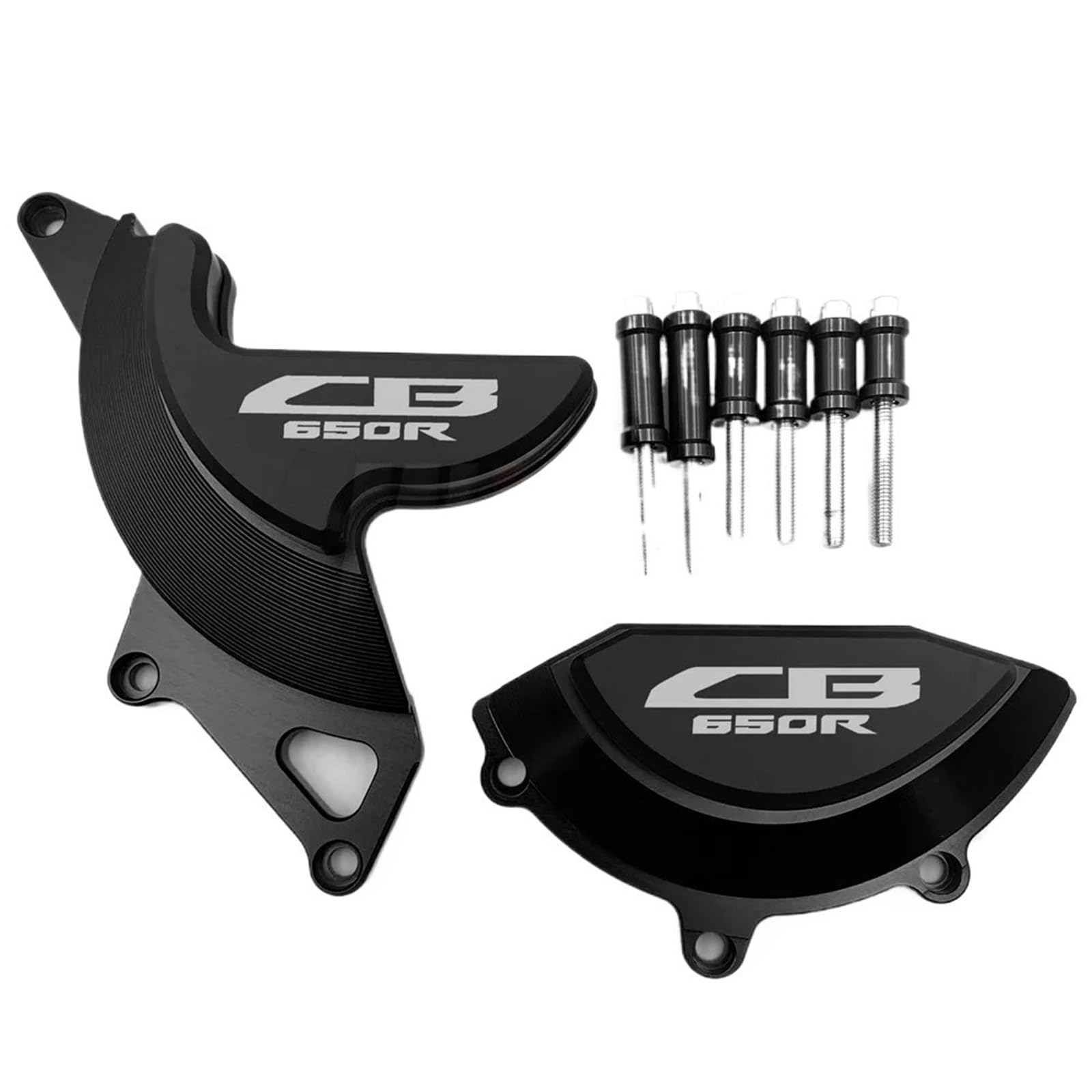 Motorrad-Kurbelgehäuse Motorrad Links Und Rechts Für Motor Stator Starter Abdeckung Rahmen Für Slider Schutzfolie Für NEO Für Sport Für Cafe CB650R 2019 2020 Motorrad-Motorabdeckung(Schwarz) von Generisch