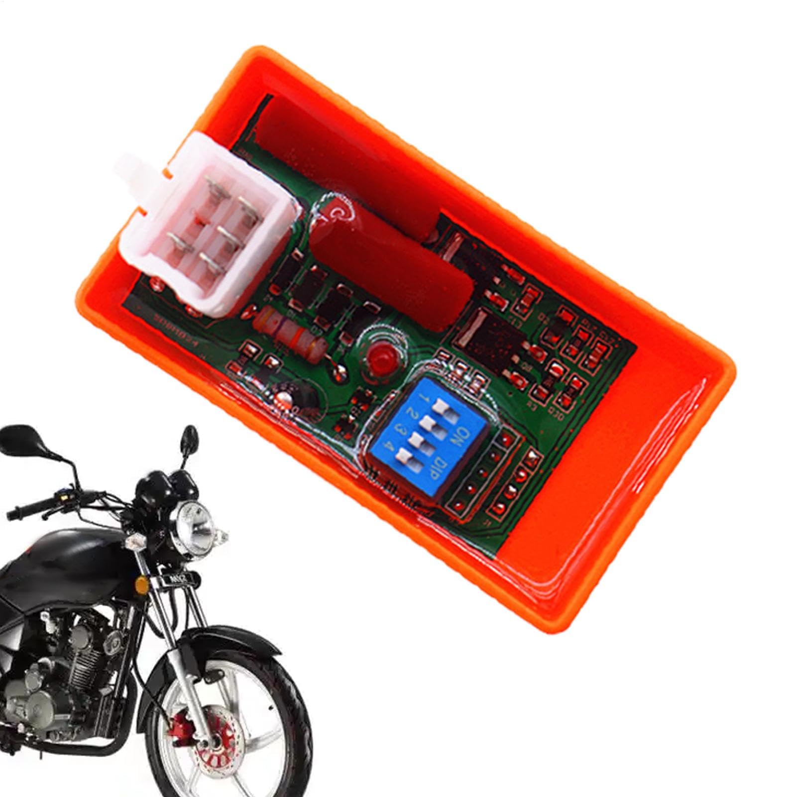 Motorrad modifizierte Zündung, Motorradzündungsbox - Einstellbare Zündung mit DIP -Taste | Quick Connect -Zünder, Überspannungsschutz, Motorradzubehör von Generisch