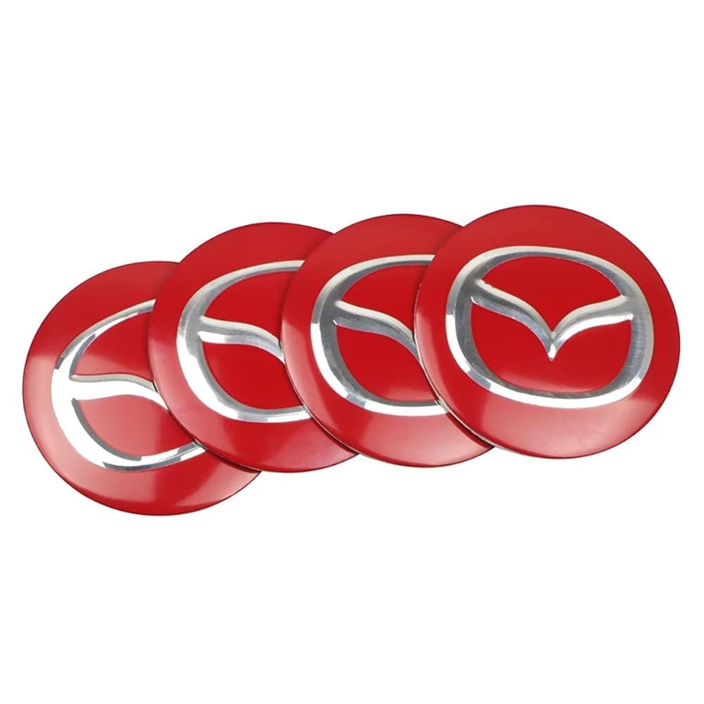 Nabendeckel 4 STÜCKE 56mm Compatible with Mazda Atez 6 Gh Gg Gi 3 Angksela Bk CX 5 4 7 8 Car Rad Center Hub Cap Auto Styling Felgen Abdeckung Badge Emblem Aufkleber Radnabenkappen,Red von Generisch