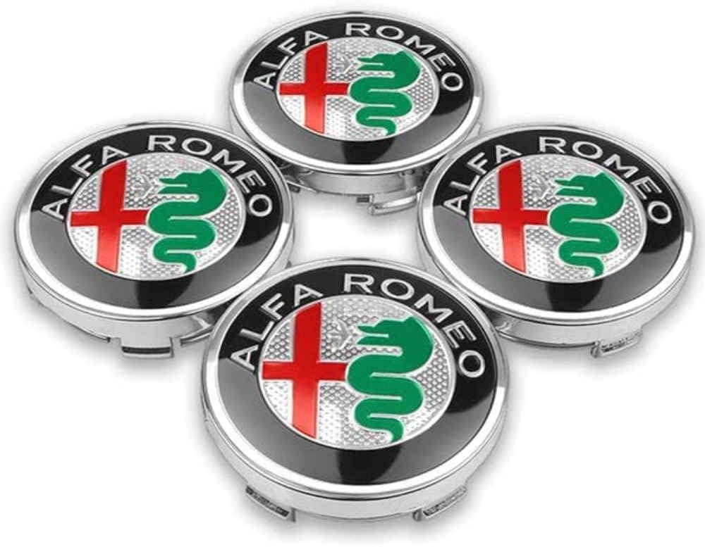 Nabendeckel 4 STÜCKE 60mm Compatible with Alfa Romeo 159 156 Giulietta Mito Giulia Spider Brera Car Rad Center Hub Cap Auto Styling Felgen Abdeckung Badge Emblem Aufkleber Radnabenkappen,B von Generisch