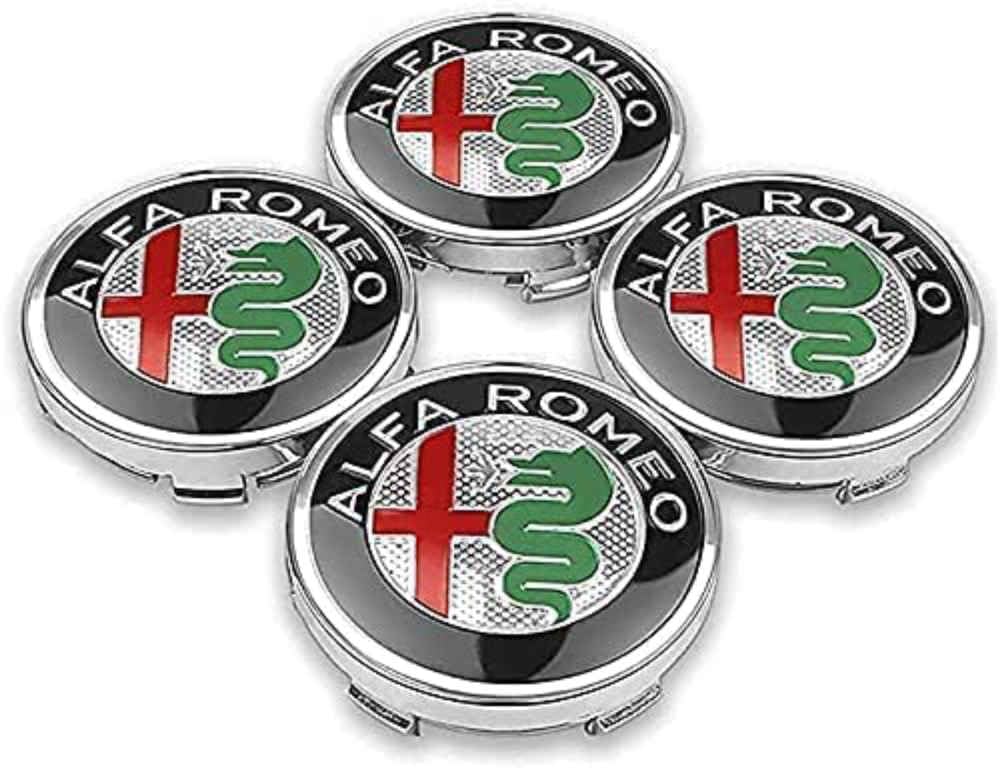 Nabendeckel 4 STÜCKE 60mm Compatible with Alfa Romeo Giulietta Spider GT Giulia Mito 147/156/159/166 Stelvio Car Rad Center Hub Cap Auto Styling Felgen Abdeckung Badge Emblem Aufkleber Radnabenkappen von Generisch