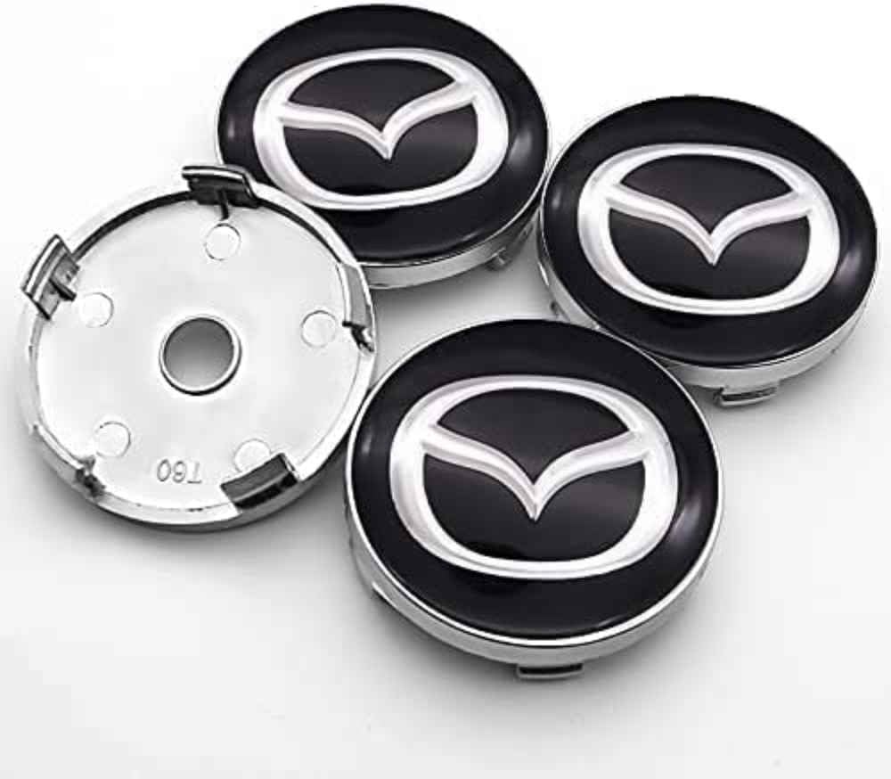 Nabendeckel 4 STÜCKE 60mm Compatible with Mazda- 2 3 6 MX-5 MX-30 CX-3 CX-8 CX-9 Car Rad Center Hub Cap Auto Styling Felgen Abdeckung Badge Emblem Aufkleber Radnabenkappen,A-normal von Generisch