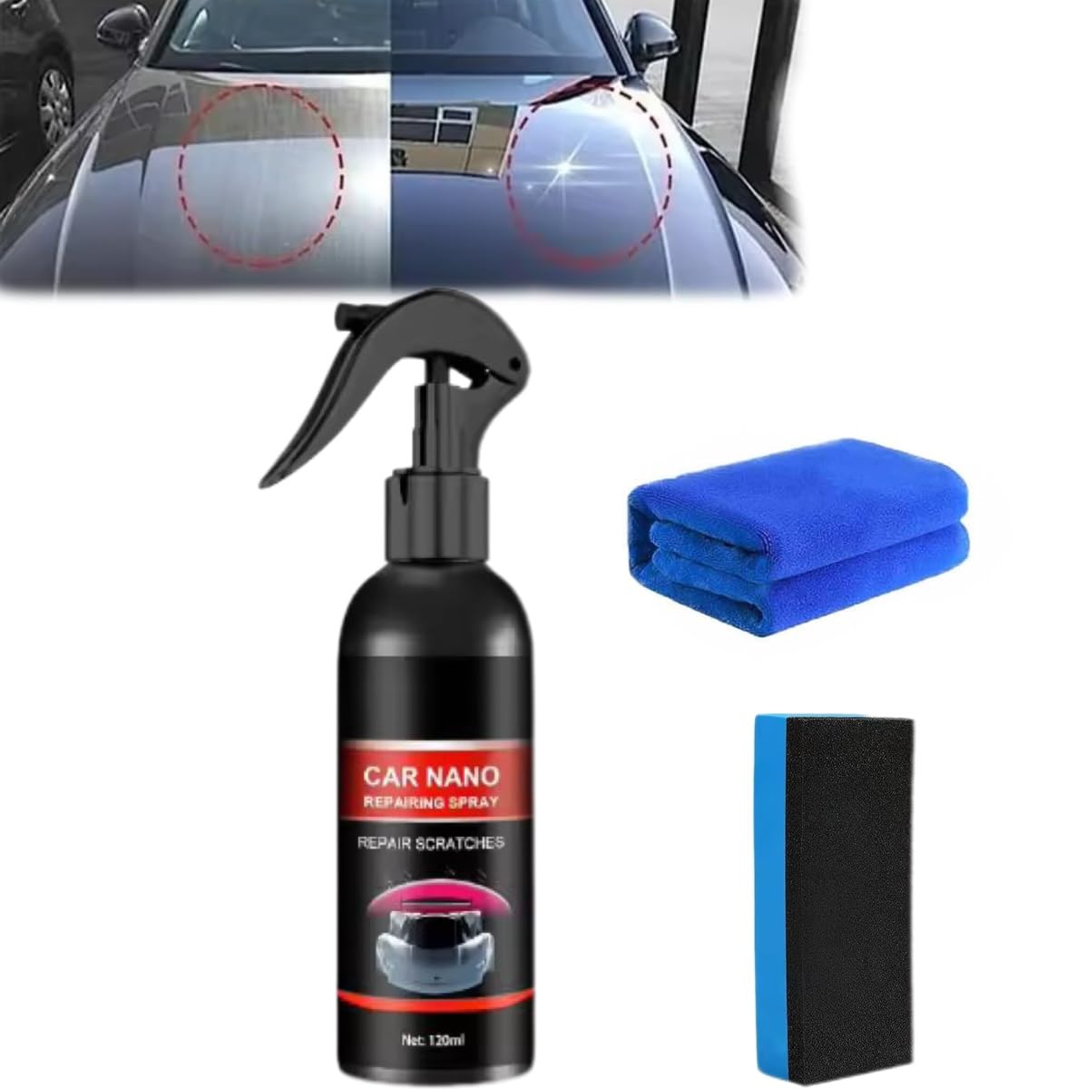 Nano-Autospray, Nano-Autokratzer-Reparaturspray, Nano-Autokratzer-Entferner, Autopolitur, Nano-Poliermittel, Schnellreparatur-Kratzerspray (1 Stück) von Generisch