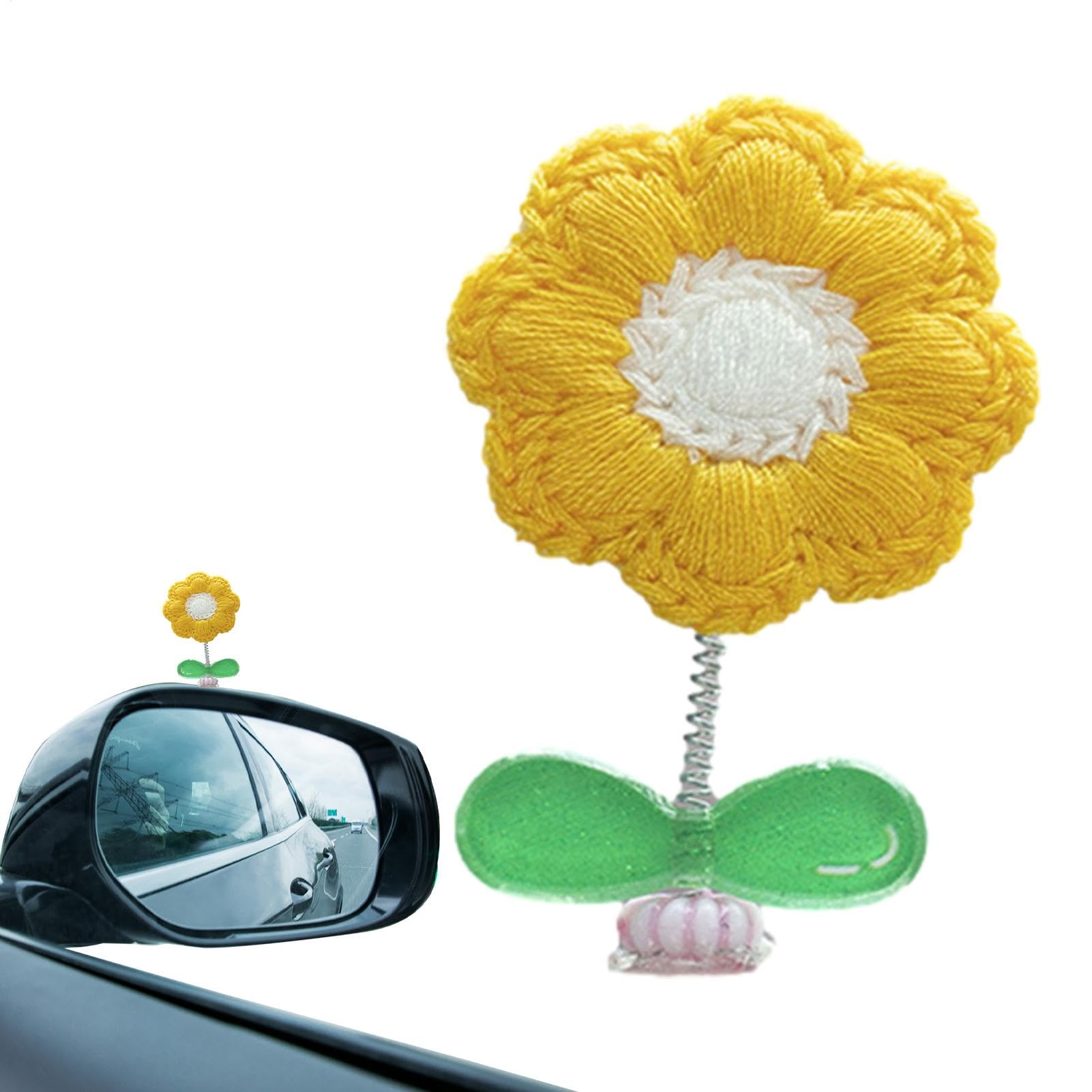 Nicken Kopfblumenwagenverzierung, Bobble Head Flowers für Auto - Bunte Kfz -Innenspiegel - Kfz -Innenraumzubehör, Wohnkulturprodukte, Frühlingsschüttelkopf von Generisch