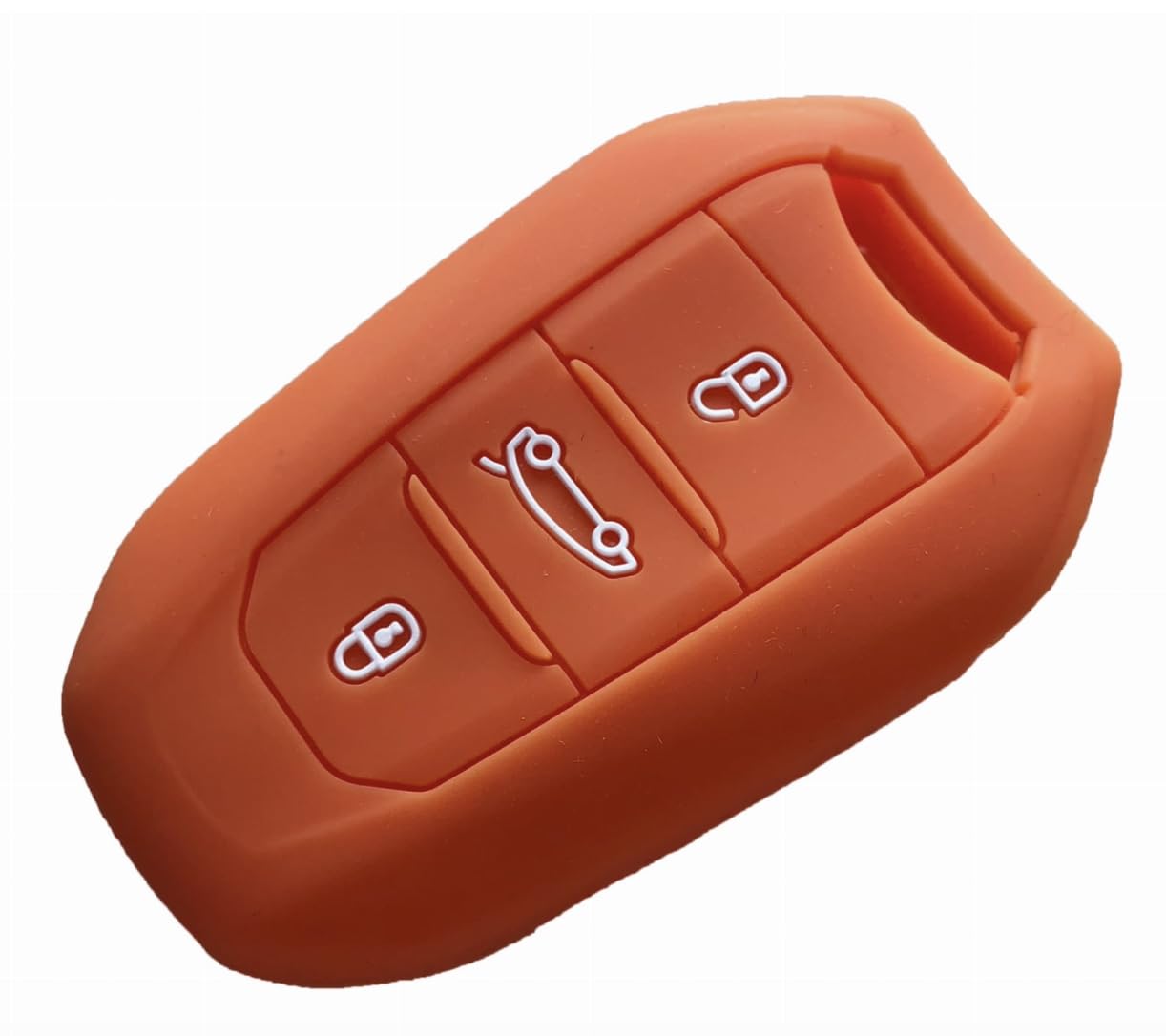 Nordecco Silikon-Schlüsselhülle, passend für Opel Corsa F Astra L VI 70 Platte, Corsa Jeep Avenger, 3 Tasten, schlüssellose Fernbedienung (Orange) von Generisch