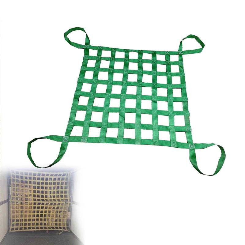 Nylon-Frachtnetz zum Heben schwerer Gegenstände, elastisches Seil, Hebenetz mit 10 cm quadratischem Netz, reißfeste Materialgriffbänder von Generisch