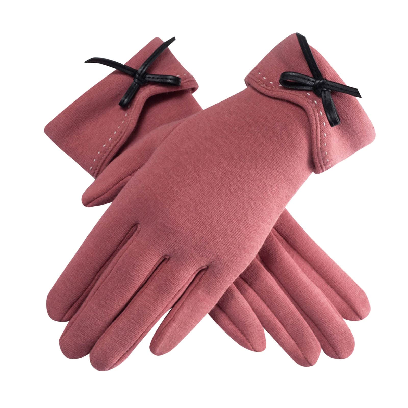 Nylon Handschuhe Kurz Outdoor-Fahren und Reiten Warme Handschuhe Damen-Bogen-Knoten-Daunen-Handschuhe Weiße Handschuhe Damen Hochzeit (Pink, One Size) von Generisch