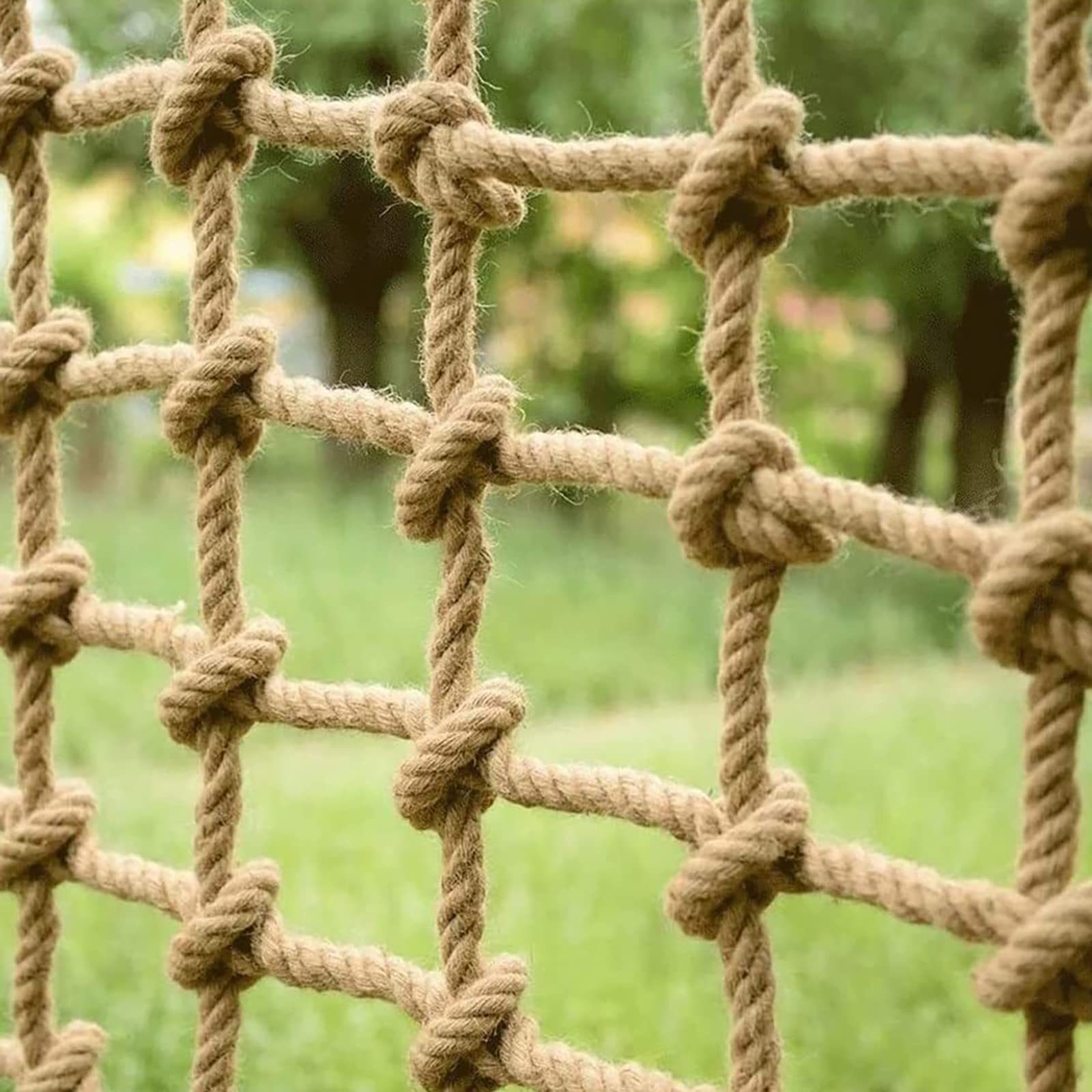 Outdoor-Spielplatz-Gepäcknetz, 3 x 4 m, 8 mm dick, Sicherheitsnetz mit 12 cm Maschenabstand, kinderfreundliches Hanfseilnetz für den Garten, sturzsicher und langlebig, Indoor-Kletternetz von Generisch