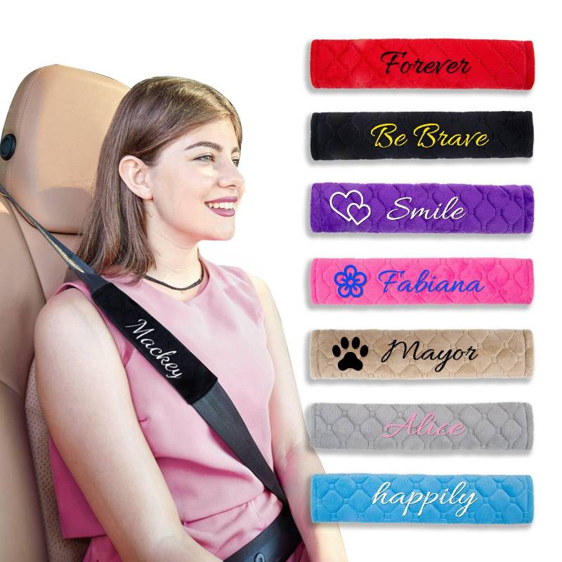 Personalized Gurtpolster Auto, 2 Stück Besticktes Sicherheitsgurt Polster, Autogurt Polster Gurtschoner Auto Gurtpolster Erwachsene, Gurtschutz Kinder Auto 25,5cm/10 Zoll Mehrfarbig von Generisch