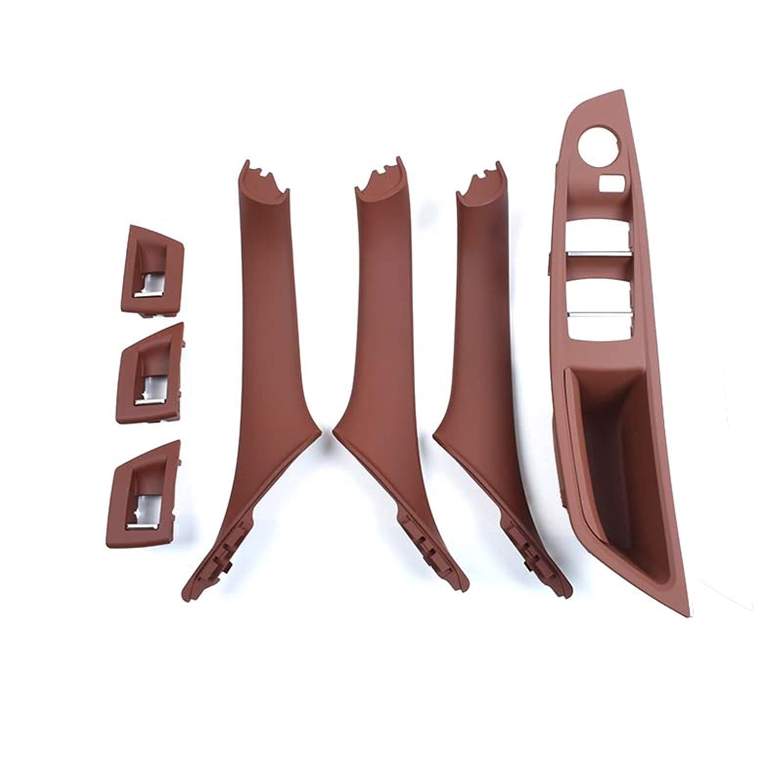 RHD Fensterschalter Panel Innentürgriff Panel Set for BMW 5er F10 F11 F18 520 523 525 528 530(Redbrown 7PCS) von Generisch