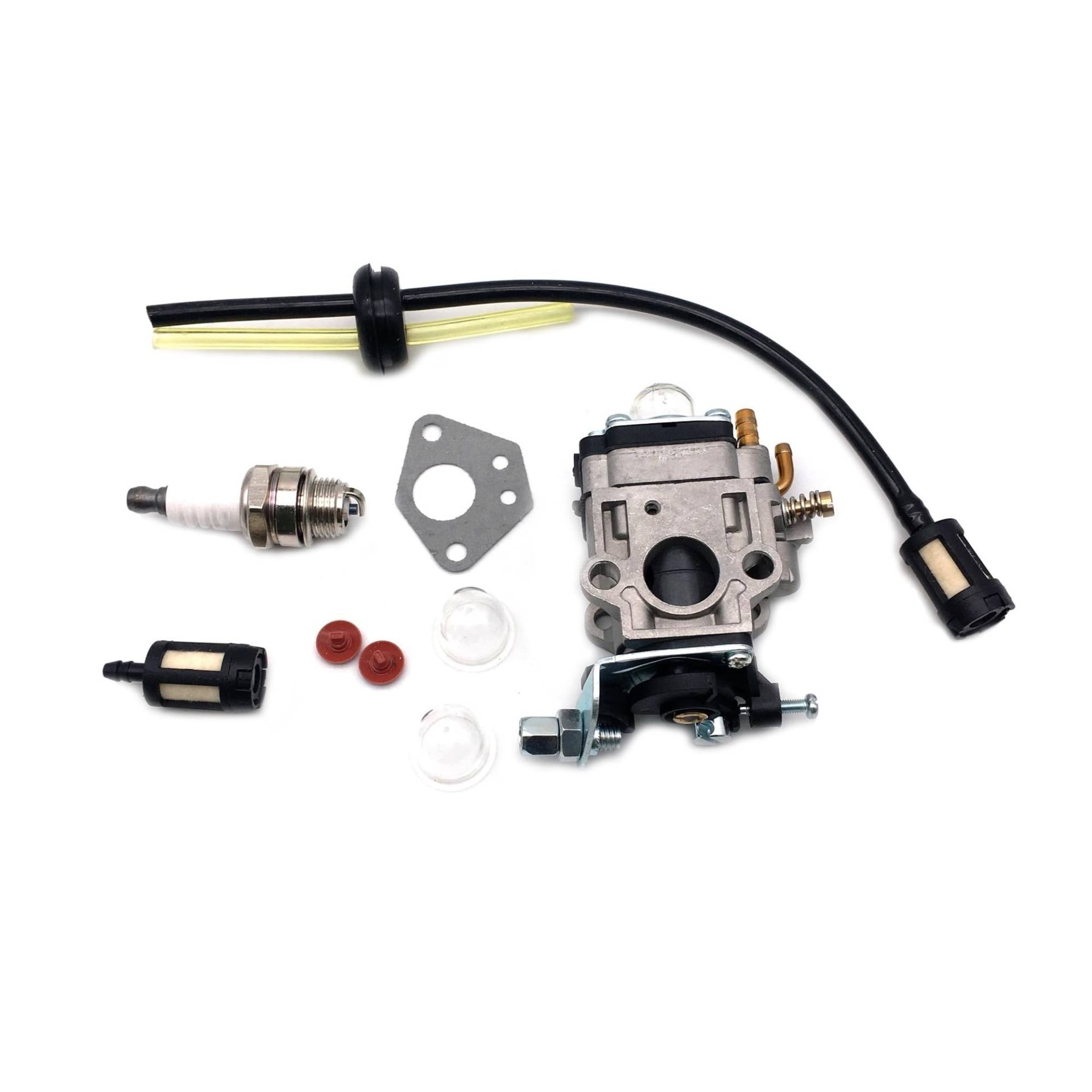 Rasenmähervergaser 52cc 49cc 43cc für Motor 40-5 44-5 Vergaser Kit für Mit Dichtung Schlauch für Zündkerze Benzinfilter Vergaser(Gray) von Generisch