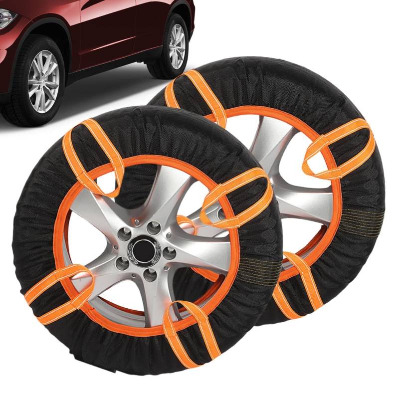 Reifen Schneedecke Socken - Anti -Slip -Textil -Schneeketten | emergenccy Snow Tire Sock | Winterreifen -Traktionshilfe | Reifenhülle Mit Reflektierenden Warnstreifen Für Wohnmobile, SUV, LKW, Kleinwa von Generisch