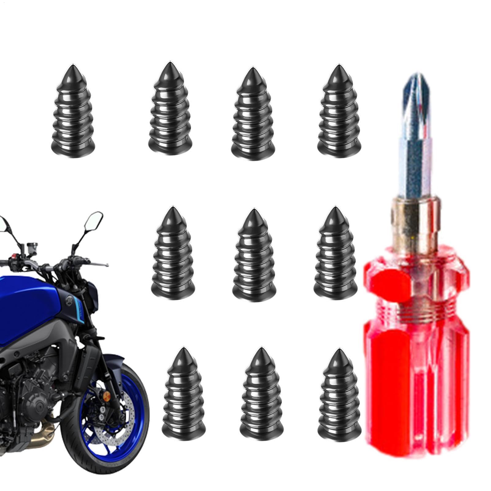 Reifenreparatur-Gummi-Nagel, Motorrad-Radschraube, Vakuum-Reifen-Reparaturnagel, Set mit 10 Stück, mit Schraubendreher, für Auto, Motorrad, LKW, Traktor von Generisch