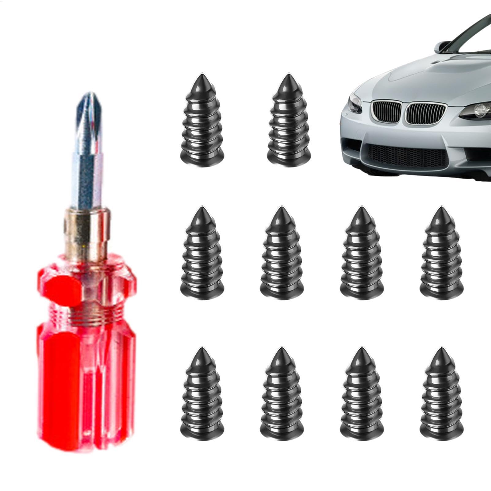 Reifenreparaturnagel, Motorrad-Radschraube, Vakuum-Reifen-Reparatur-Gummi-Nagel-Set, 10 Stück, für Auto, Motorrad, Radpannen-Reparatur mit Schraubendreher von Generisch