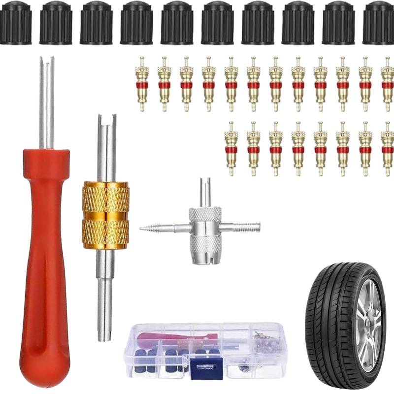 Reifenventil-Reparatur-Set, Reifenreparatur-Ventilwerkzeug – Metallentfernungswerkzeug für Löcher, multifunktionales Nähwerkzeug für Auto, Motorrad, LKW usw. von Generisch