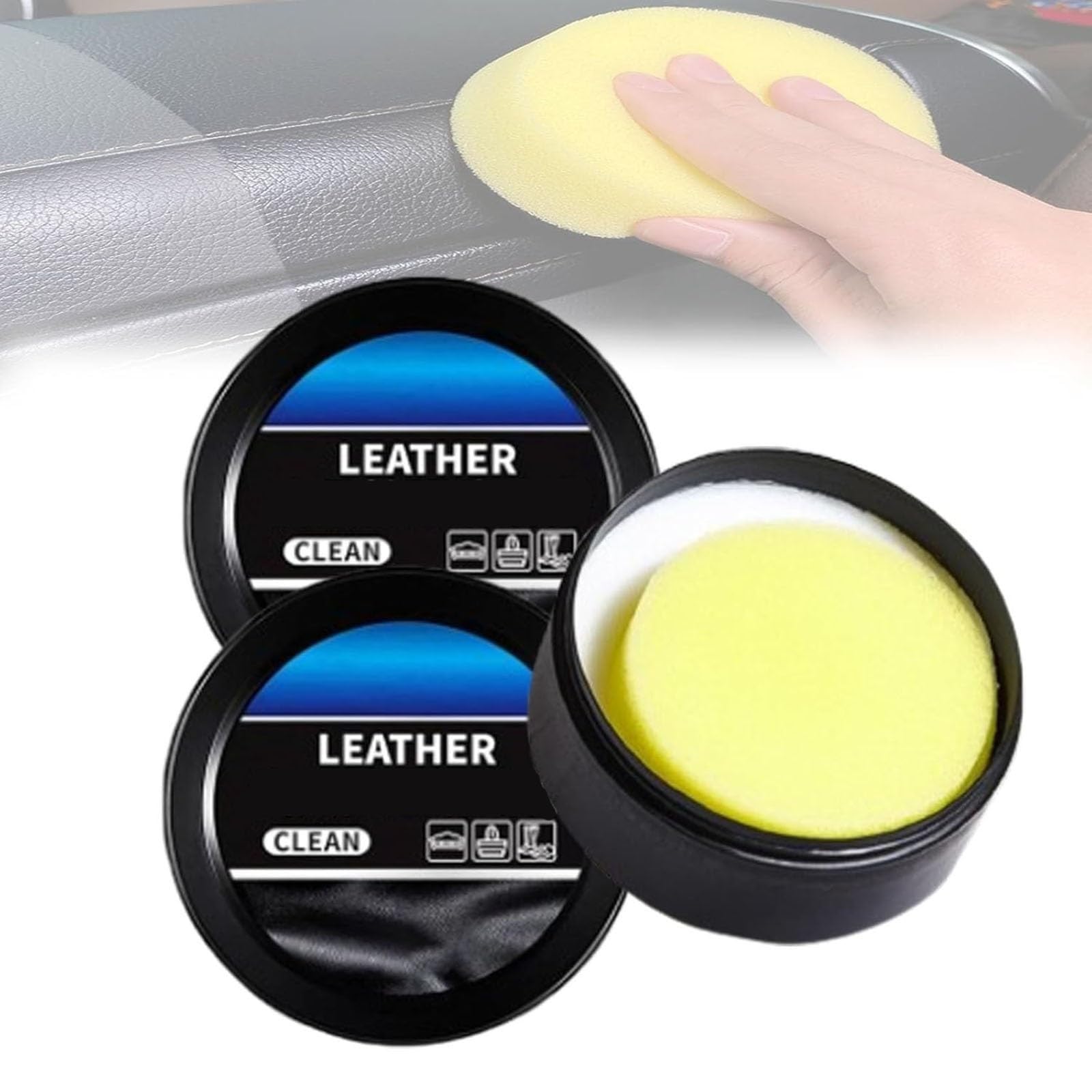 Reinigungs- und Pflegecreme & Reinigungspaste für Lederpflege, Lederpflege Reinigungspaste, Automobilinnenraum Lederreinigungscreme, Lederpflegepaste (2 Stück) von Generisch