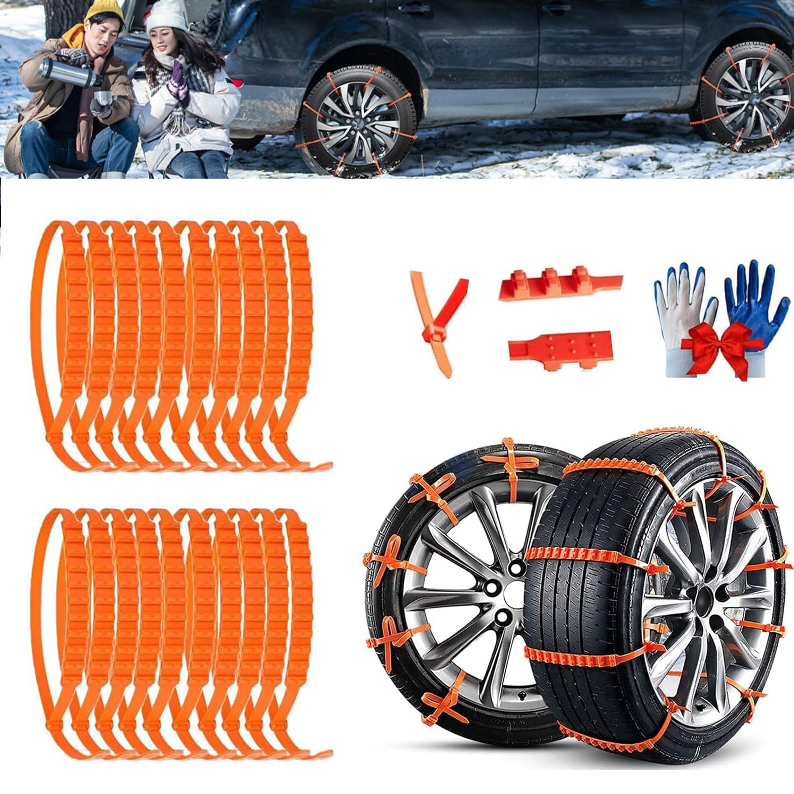 Reusable Snow Tire Chains, Portable Snow Tire Chains, Automobile Anti-Skid Chains, Snow Mud Chains For Winter Driving Muddy Road For Most Car, Sedan, Suvs, Truck (10) von Generisch