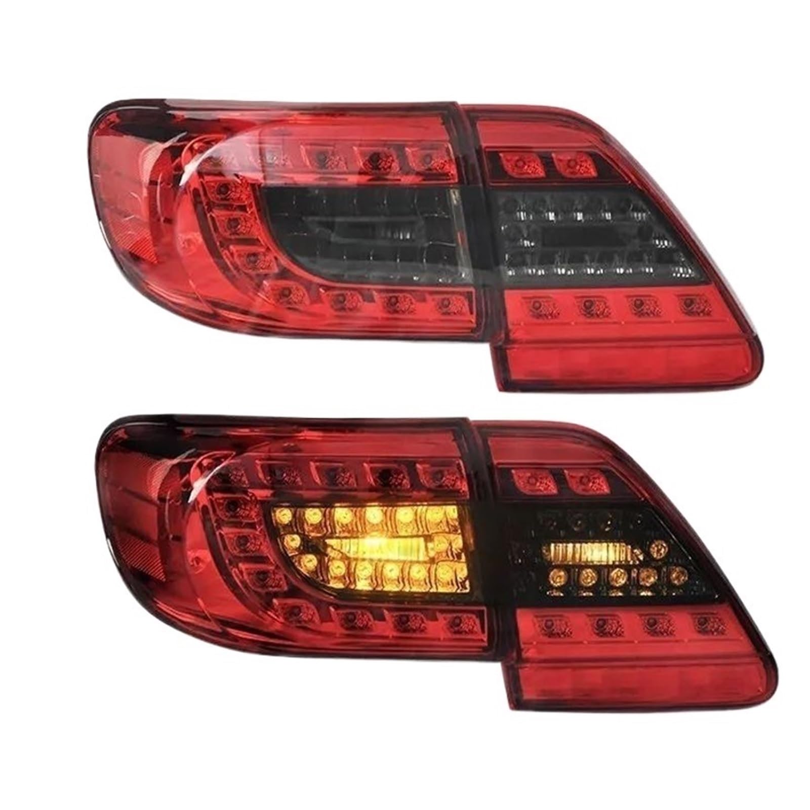 Rücklichter Paar Auto Rücklicht Hinten Rückleuchten Für Toyota für Corolla 2011 2012 2013 Gelb Blinker für Signal Weiß für Reverse Halogen Rückleuchten(Red Smoke) von Generisch