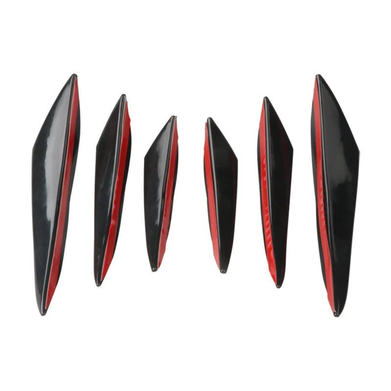 Schmutzfänger-Spritzschutz 6 teile/los Universal für Fit Front Stoßstange Lip Diffusor Splitter Flossen Körper Spoiler Canards Kinn Auto Tuning Canard(Gloss Black) von Generisch