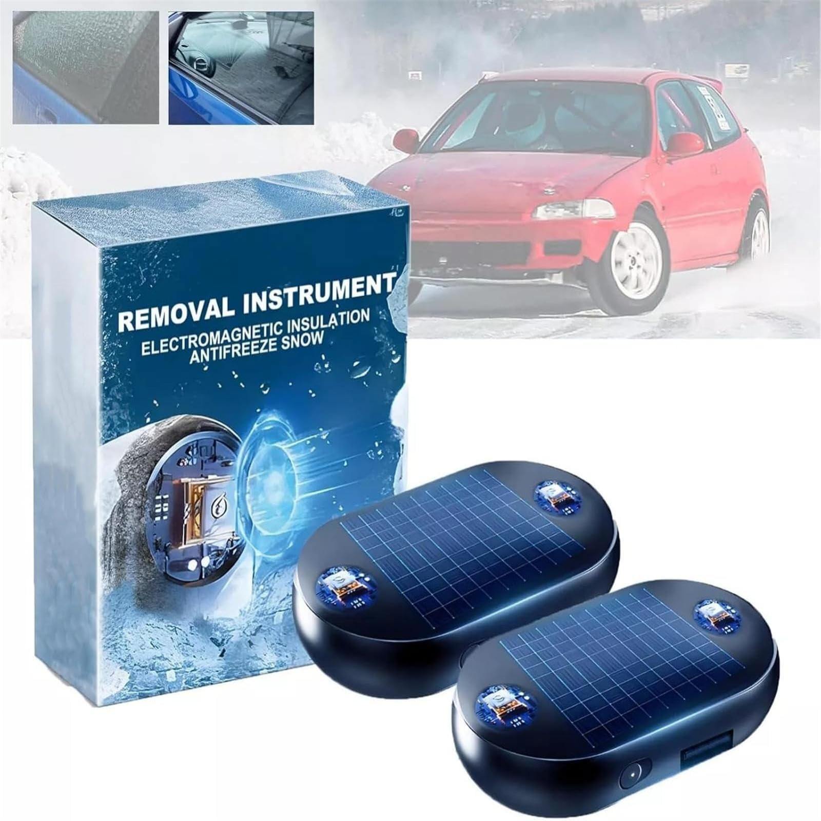 Schneeräumung - Upgrade Solarantrieb, Schneeräumung für Autos, tragbares Schneeräumungsgerät mit Frostschutzmittel (2pcs) von Generisch