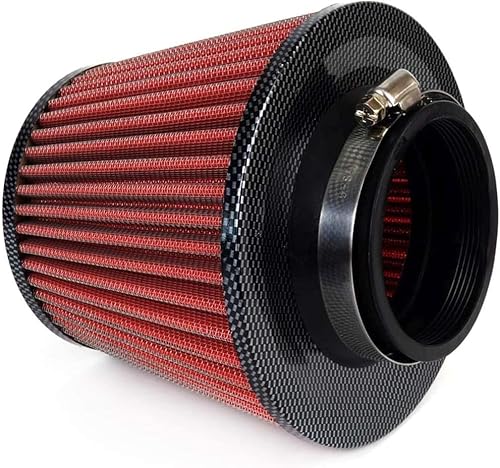 Sportluftfilter Auto Luftfilter Konisch Universelle Passform 3 Adapter Farbe Wählbar (Carbon) von Generisch