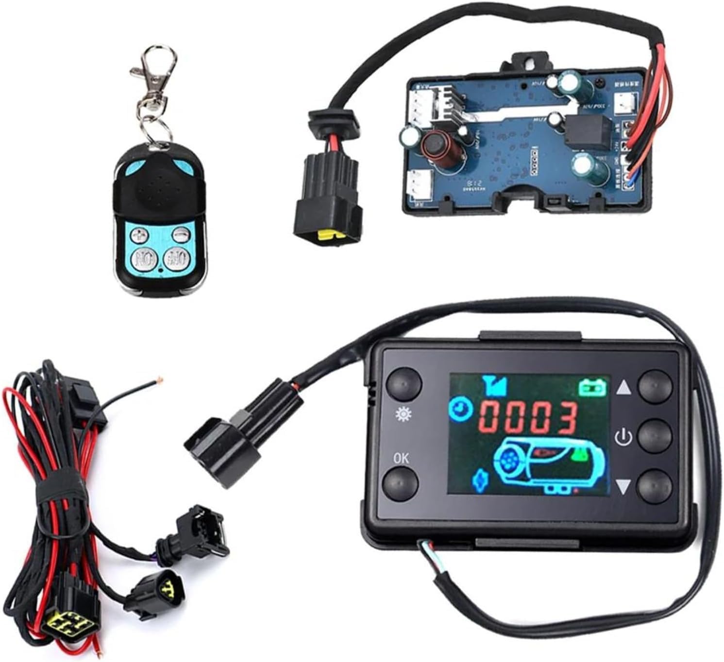 Standheizungsregler, 12V/24V Standheizung LCD Monitor Schalter Fernbedienung Set, dieselheizung zubehör, Control Board mit Fernbedienung für PKW LKW Fahrzeuge Schiffe von Generisch