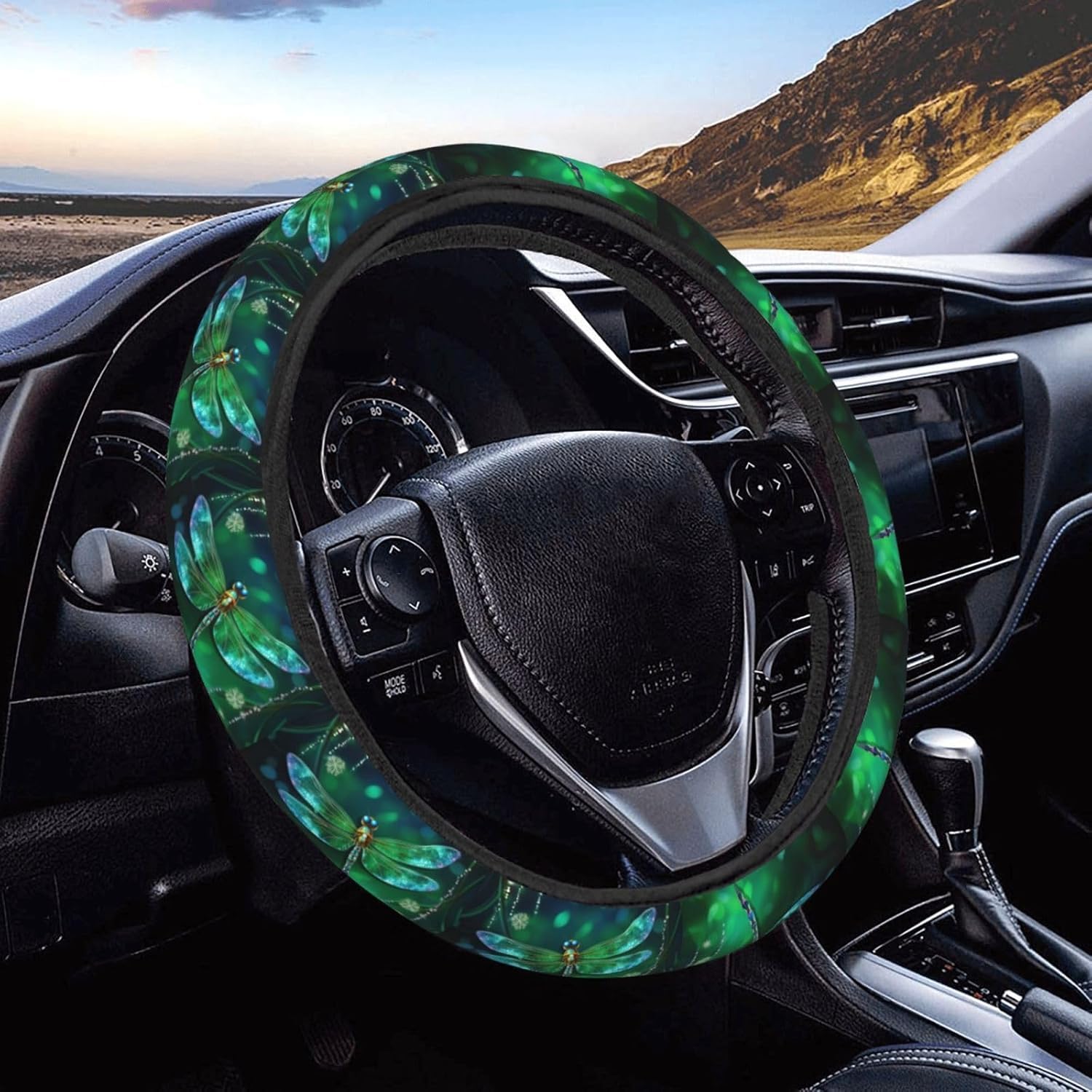 Steering Wheel Cover Grüne Libelle Lenkradcover Mode Auto Lenkrad Schutzhülle Universal Lenkradhülle Für Fahrzeug Auto Herren von Generisch