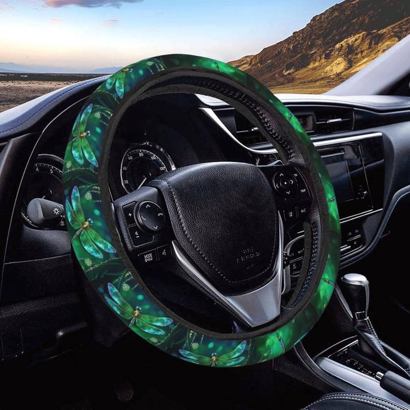 Steering Wheel Cover Grüne Libelle Lenkradcover Mode Auto Lenkrad Schutzhülle Universal Lenkradhülle Für Fahrzeug Auto Herren von Generisch