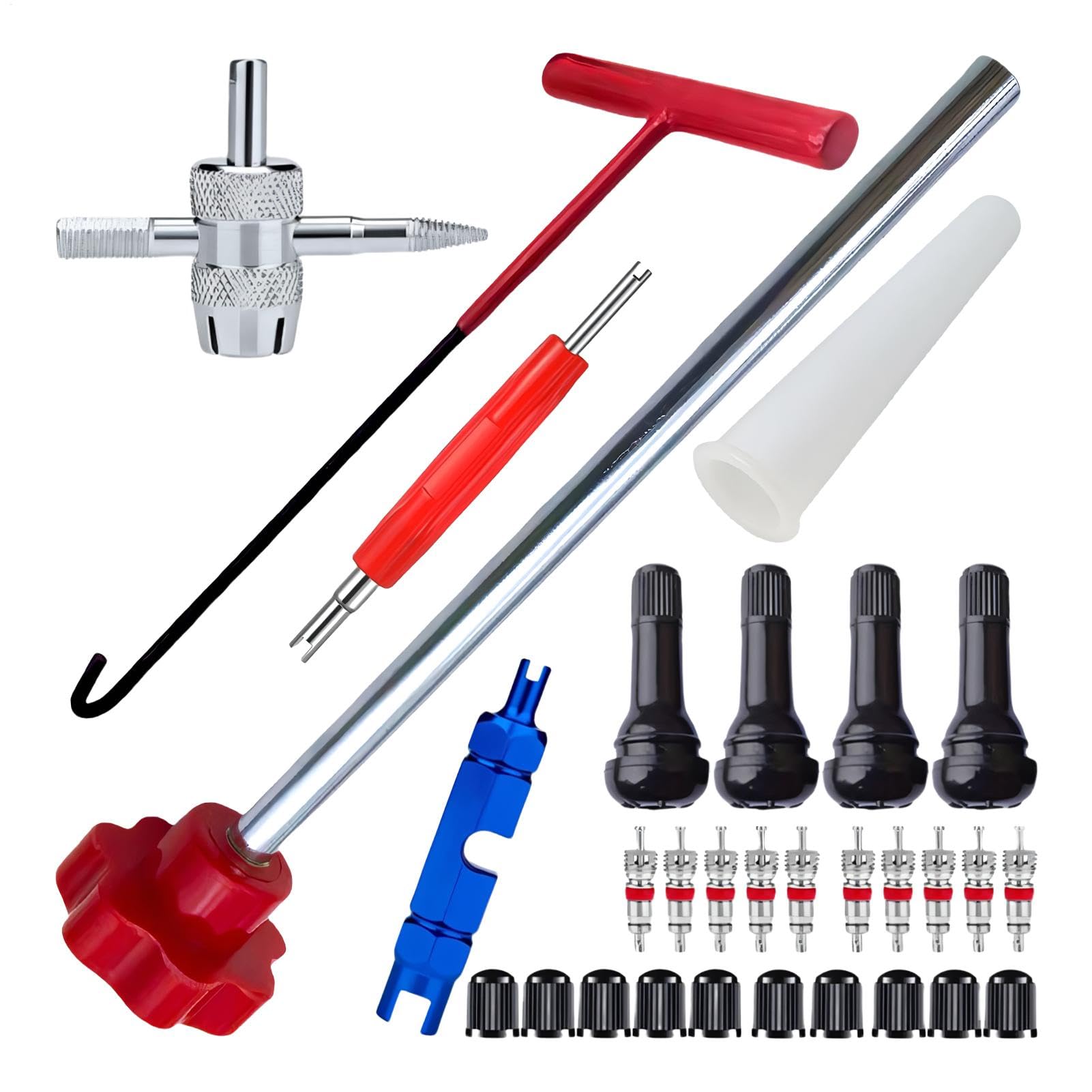 Stem Remover Tool | 30pcs Auto Reifen Ventil Entfernung Werkzeug Set | Ventilkernentferner Werkzeug | Ventilkernentferner für Motorräder, Autos, Fahrräder und Auto von Generisch