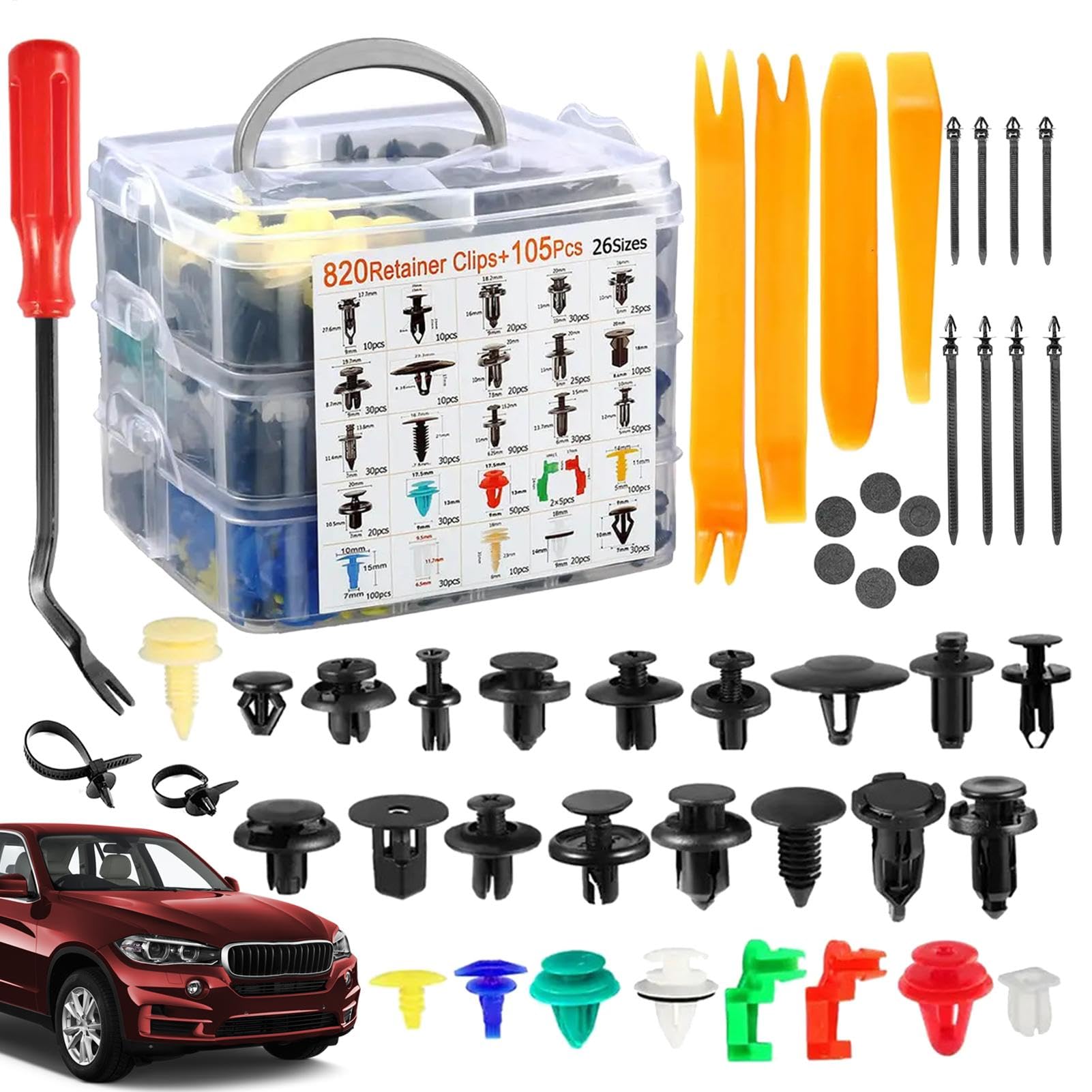 Stoßstangen-Clips, Auto-Befestigungsbox-Set | Autoteile Autoklammern Autoteile - Tragbares es Stoßstangen-Reparaturset, Push-Pin-Clips, Auto-Erweiterungsschnalle für Motorhauben, große SUVs, von Generisch