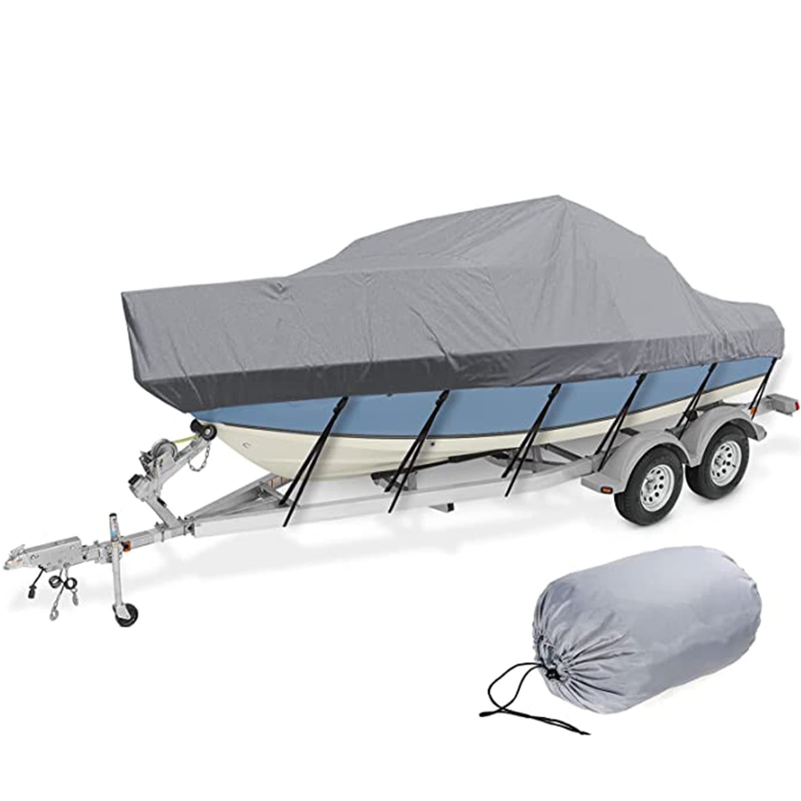 Strapazierfähige 600D Marinequalität Polyester-Segeltuch, V-Rumpf, Bootsabdeckung, Allwetter-Sonnenschutz, staubdicht, Mittelkonsolenabdeckung für Yacht, Grau, 1008 x 590 cm von Generisch