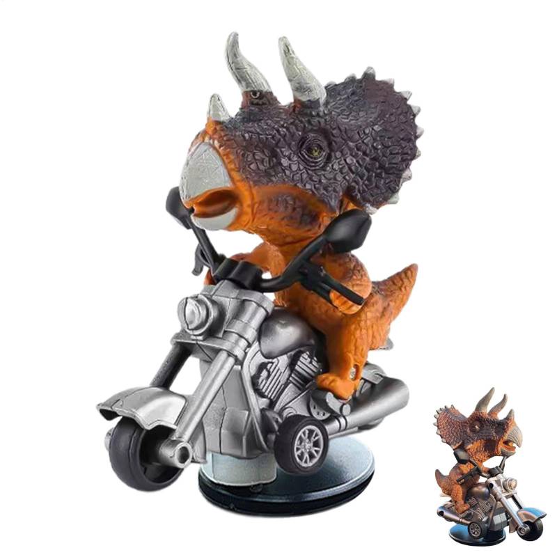 T-Rex-Auto-Armaturenbrett-Figur – Motorrad-Dekoration, treibender Dinosaurier auf Motorrad- | Neuheit Tyrannosaurus Rex Ornament, kreative Dinosaurier-Dekoration für Auto-Innenraum und Armaturenb von Generisch