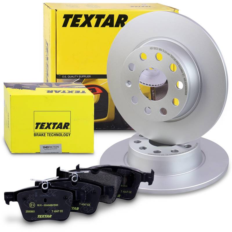 TEXTAR Bremsenset Hinterachse inkl. Bremsscheiben hinten Ø 272 mm voll und Bremsbeläge hinten Kompatibel mit AUDI A3, Q2, TT, SEAT ATECA, LEON, SKODA KAROQ von Generisch