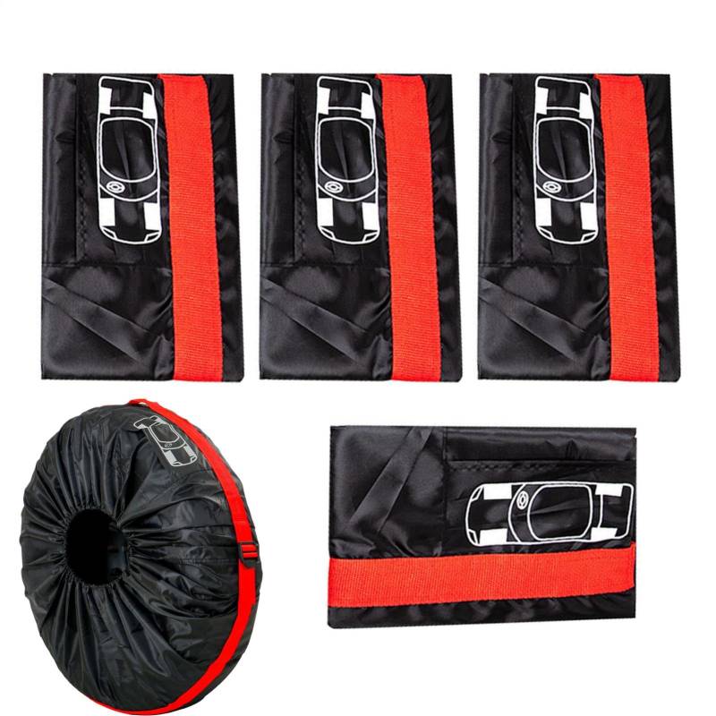 Tire Covers, Waterproof Trailer Protection Set of 4, Sun Rain Snow Shield, Dustproof and Portable Storage Bags for Motorhome, Boat, and Travel Trailer Wheels von Generisch