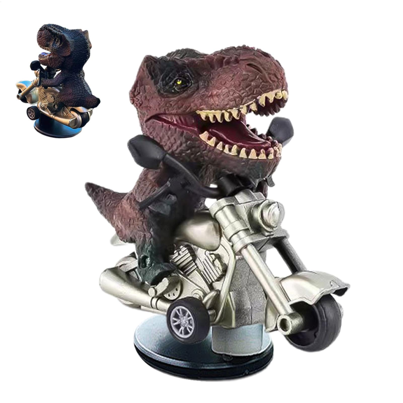 Tyrannosaurus Rex Auto-Ornament – ​​Treibender Dinosaurier auf Motorrad-Figur | Kreative Dinosaurier-Reit-Motorrad-Dekoration, neuartige T-Rex-Armaturenbrett-Dekoration für Auto-Innenraum-Stil-Zubehör von Generisch