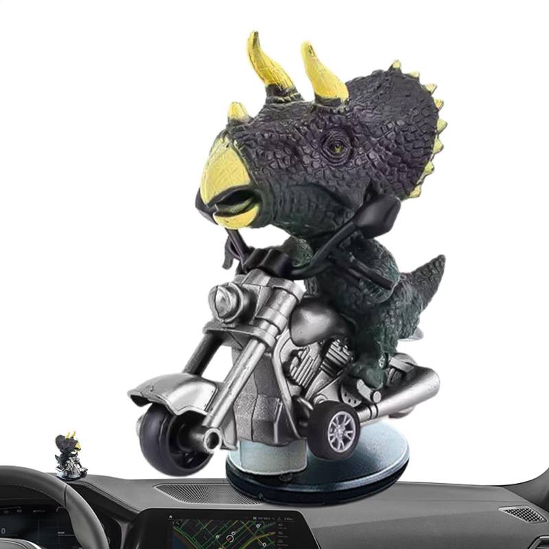 Tyrannosaurus Rex Auto-Ornament – ​​Treibender Dinosaurier auf Motorrad-Figur | Kreative Dinosaurier-Reit-Motorrad-Dekoration, neuartige T-Rex-Armaturenbrett-Dekoration für Auto-Innenraum-Stil-Zubehör von Generisch