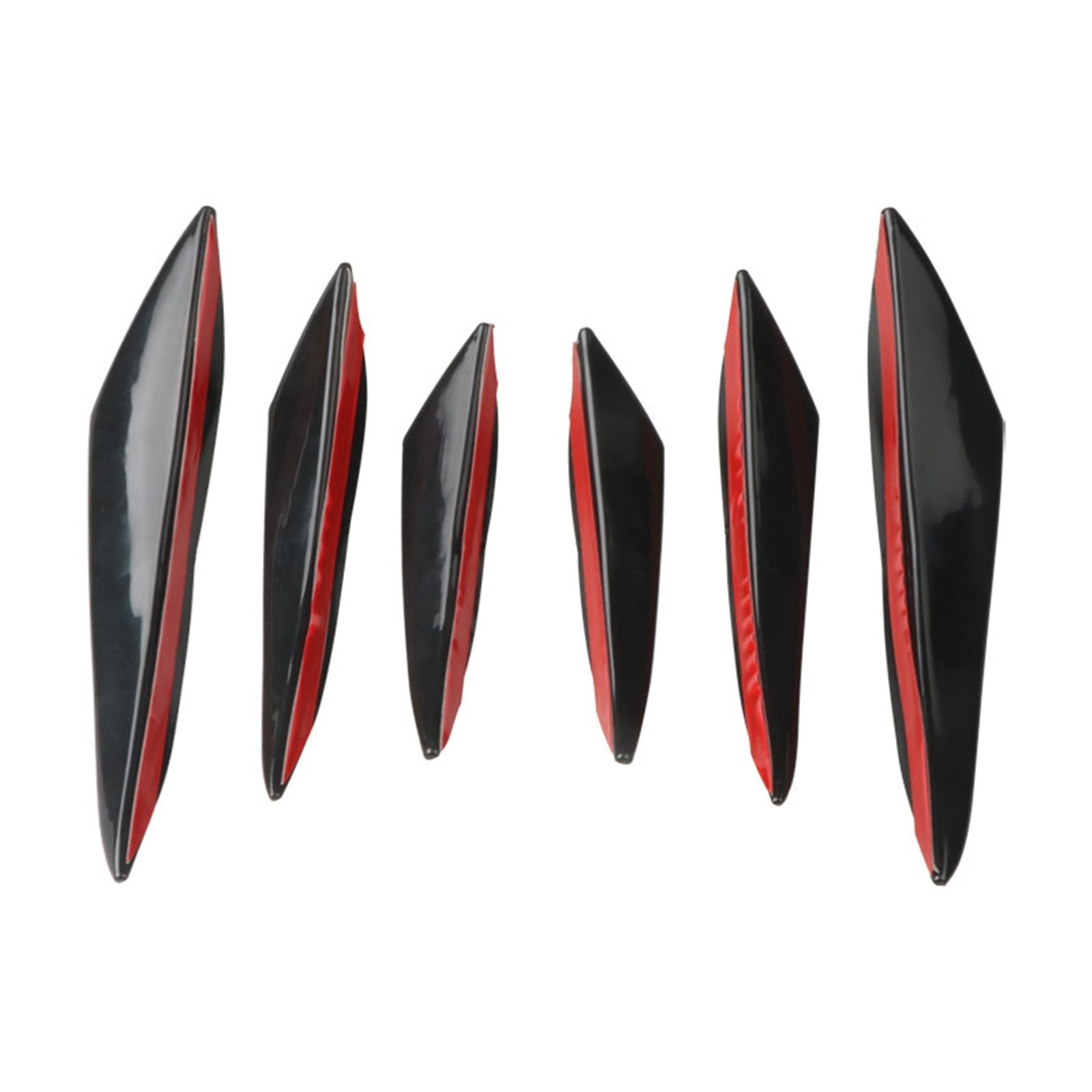 Universelle Gummi-Schmutzfänger für Autos 6 Teile/los Universal für Fit Front Stoßstange Lip Diffusor Splitter Flossen Körper Spoiler Canards Kinn Auto Tuning Canard(Gloss Black) von Generisch