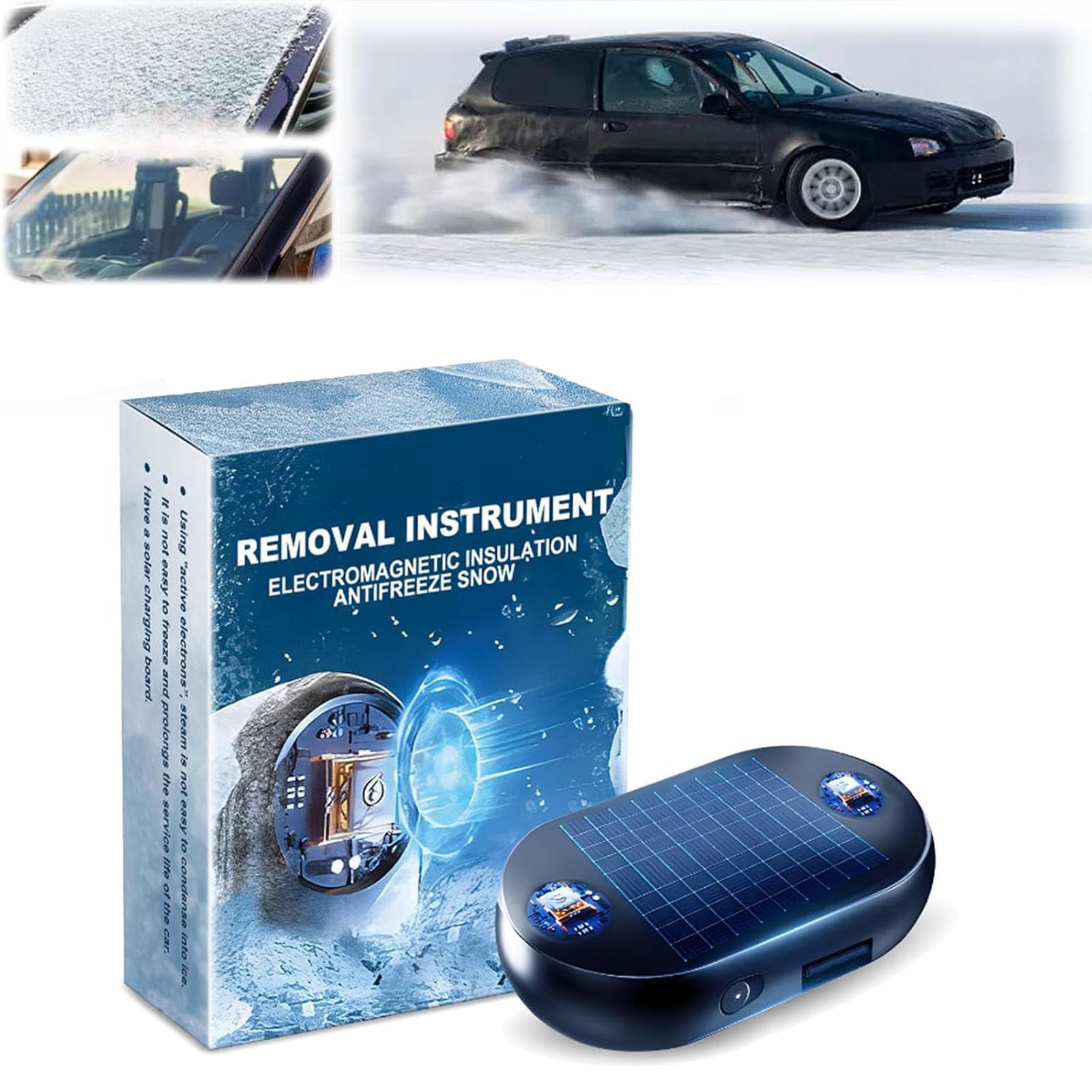 Upgrade Solar Drive Elektromagnetisches Auto Schneeräumgerät Tragbare kinetische Molekulare Heizung Windschutzscheibe Auto Schnee Entfernung für Eis Schnee Frost (1 Stück) von Generisch