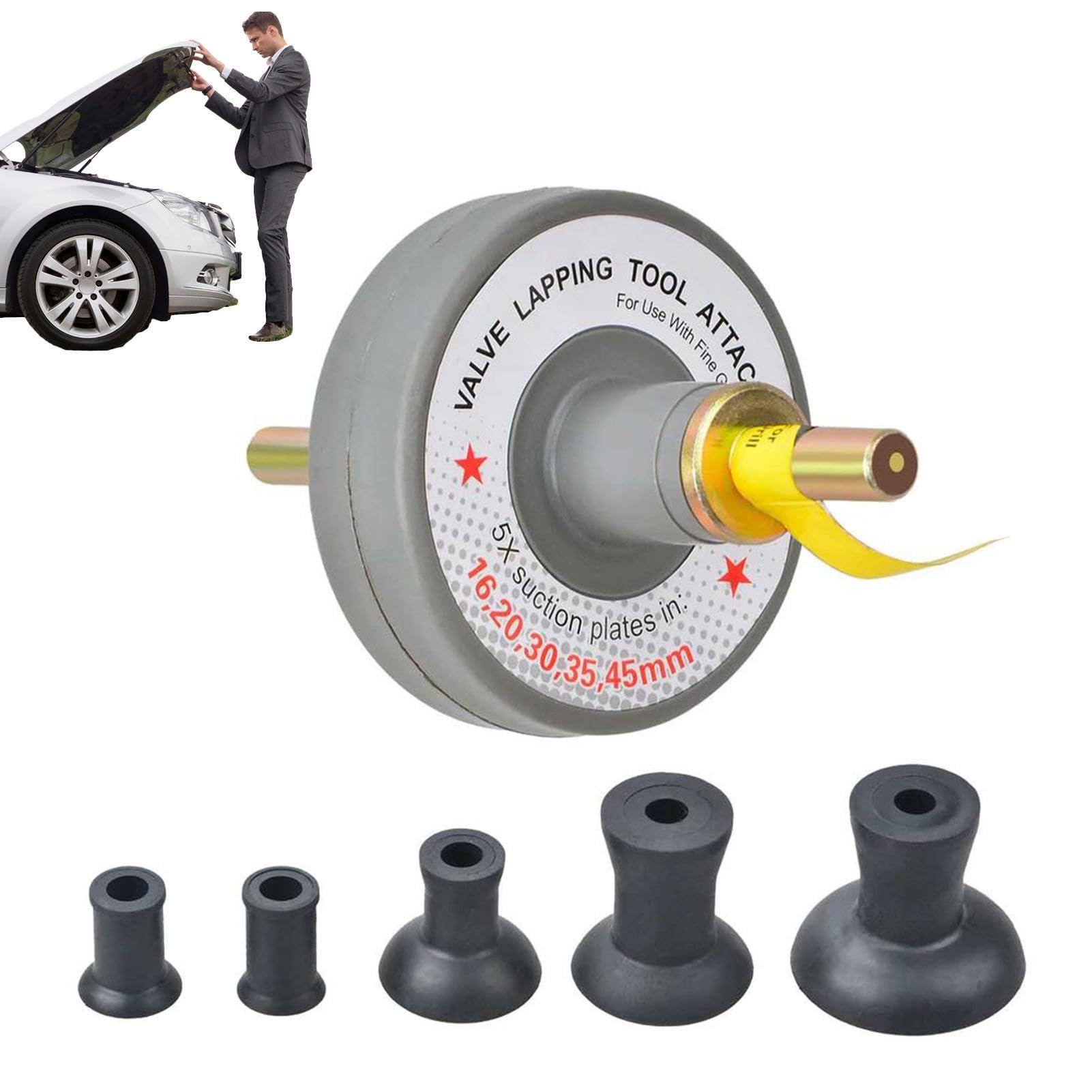 Valve Lapping Kit | 6X Valve Lapping Attachment Tool | Valve Lapping Tool Set, 5 Suction Plates, 1000rpm to 1250rpm Grinding Speed, Efficient Valve Grinding Compound for Engine Valve Maintenance von Generisch