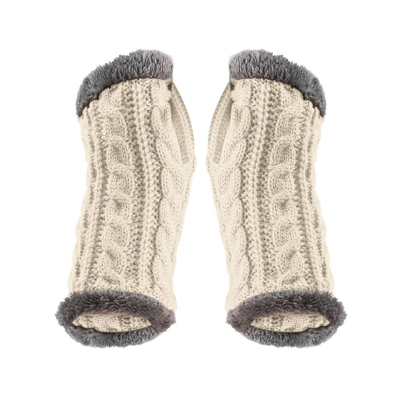 Verdickte Plüschhandschuhe und Winter warme Figurärmel gestrickte Wollhandschuhe Schal Winter Damen (Beige, One Size) von Generisch