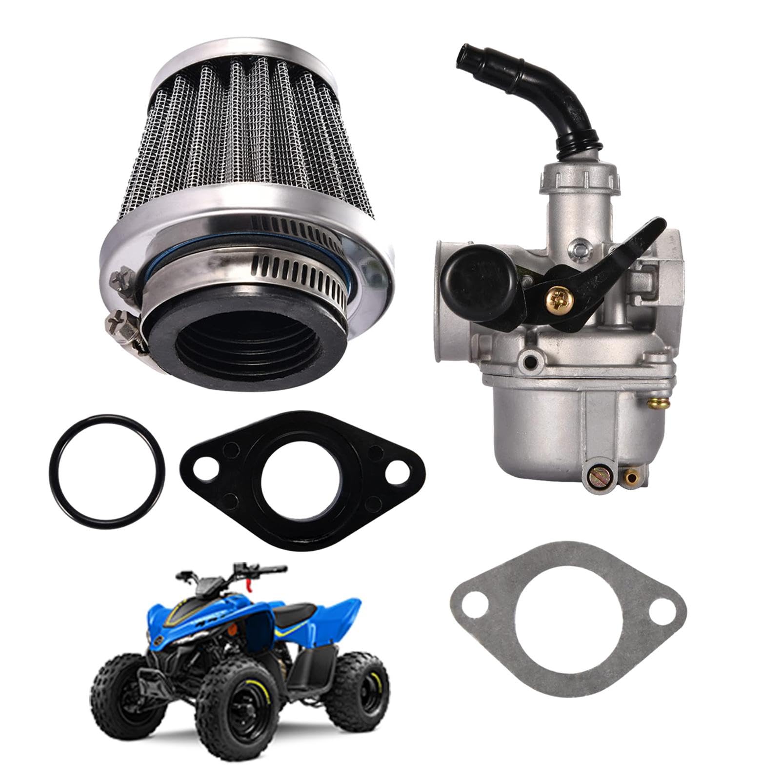 Vergaserluftfilter, Ansaugfilter - PZ19 Vergaser mit Luftfilter | Flexibler Motorluftfilter, Vergaser-Luftfilterreiniger, 70CC 90CC 110CC für Motorradroller von Generisch