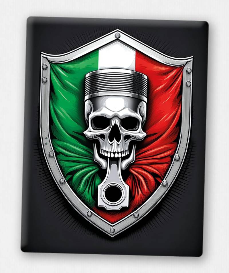 Vespa Emblem - Front-Emblem für Vespa Piaggio Kaskade - 3D-Doming Aufkleber von V.Sticker.com - VP-043 Skull Italia von Generisch