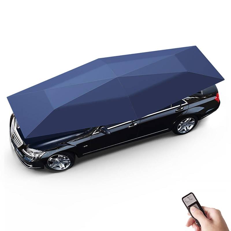 Vollautomatisches Autozelt, Abnehmbarer Carport, Zusammenklappbar, Tragbarer Autoschutz, Autoschirm, Sonnenschutz, Automarkise Mit Fernbedienung(Blue,4.8M) von Generisch